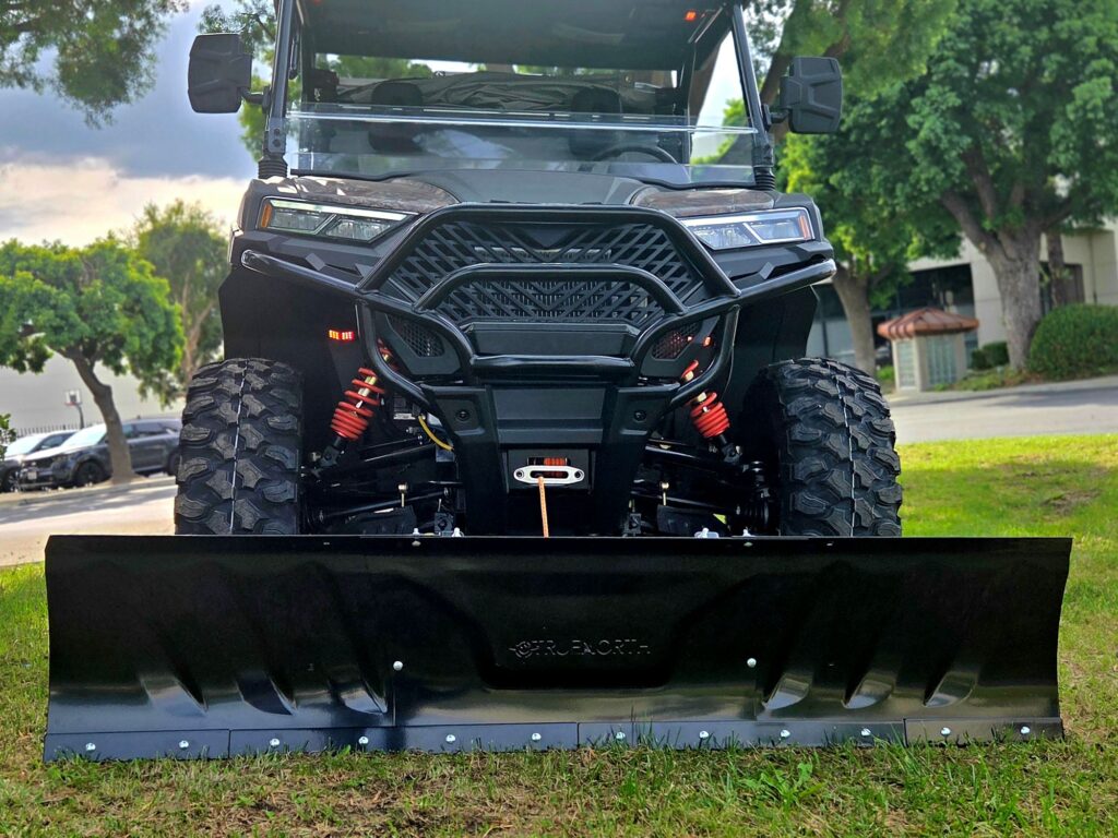 Denago RanchHawk 650FI 4x4 overland custom fitted with a TrueNorth snow plow