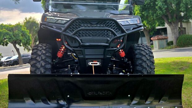 Denago RanchHawk 650FI 4x4 overland custom fitted with a TrueNorth snow plow