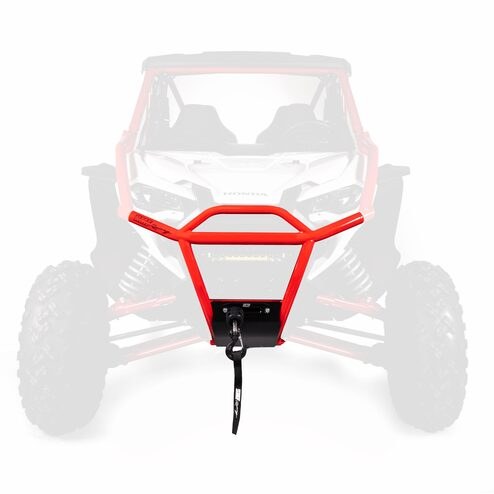 Red HMF HD front bumper on a 2022–2026 Honda Talon